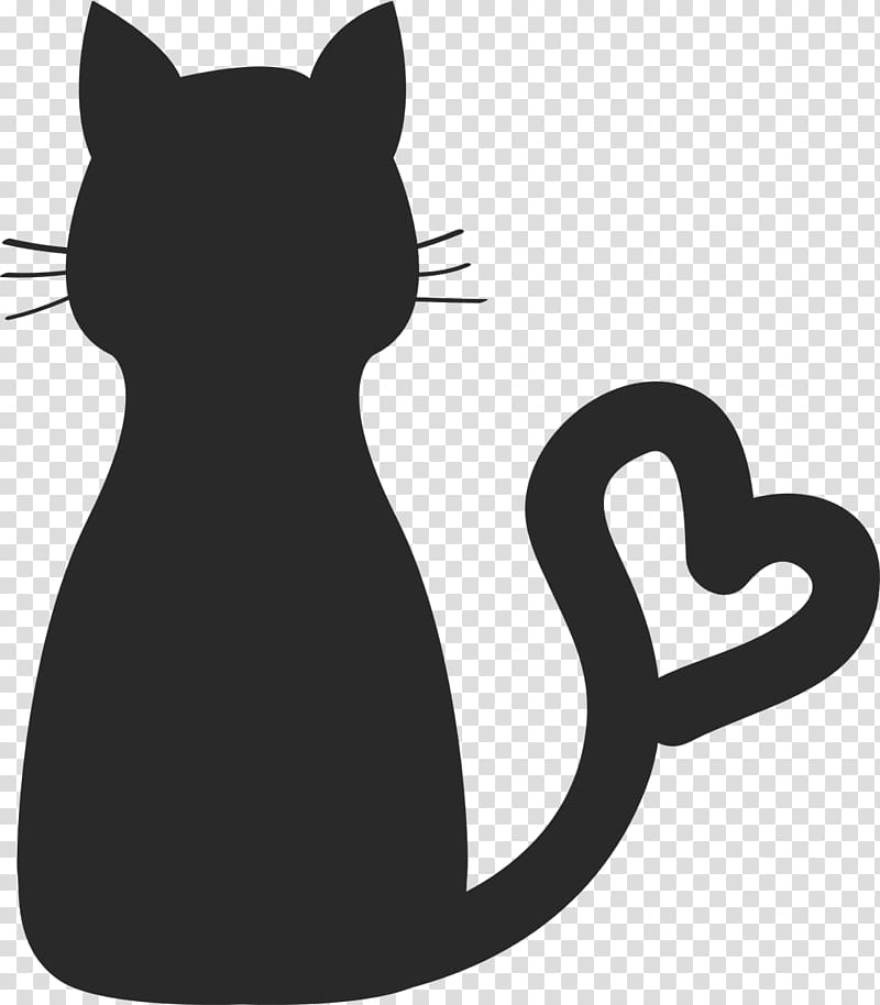 Cartoon black cat drawing. Simple and cute kitten silhouette