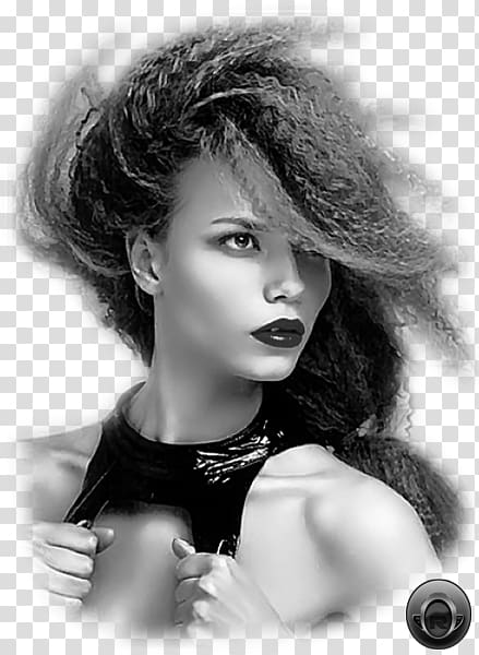 Natasha Poly Black and white Model Female Long hair, model transparent background PNG clipart