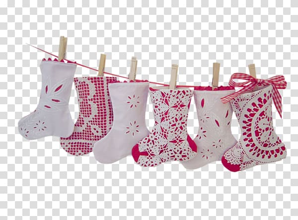 Sock Christmas ing Clothing Candy cane, Lace socks transparent background PNG clipart