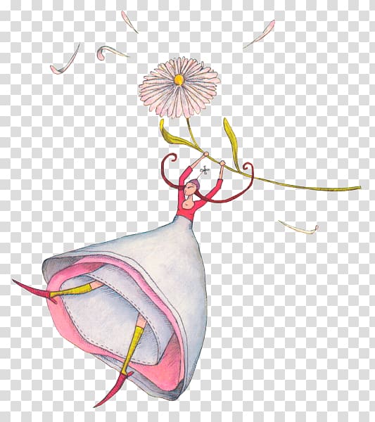 La incondicional Woman Illustration, Cartoon girl holding flowers fly transparent background PNG clipart