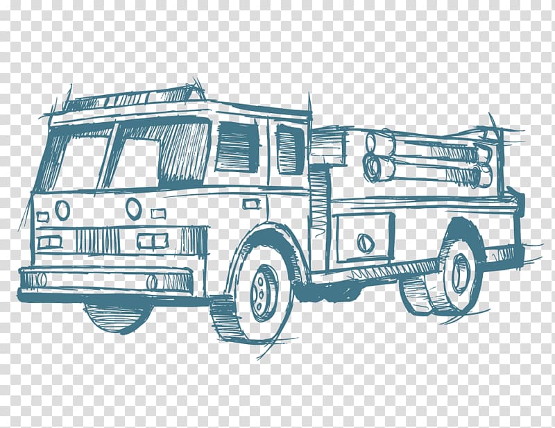 Fire engine Firefighter Fire department Truck , Hand-painted truck transparent background PNG clipart