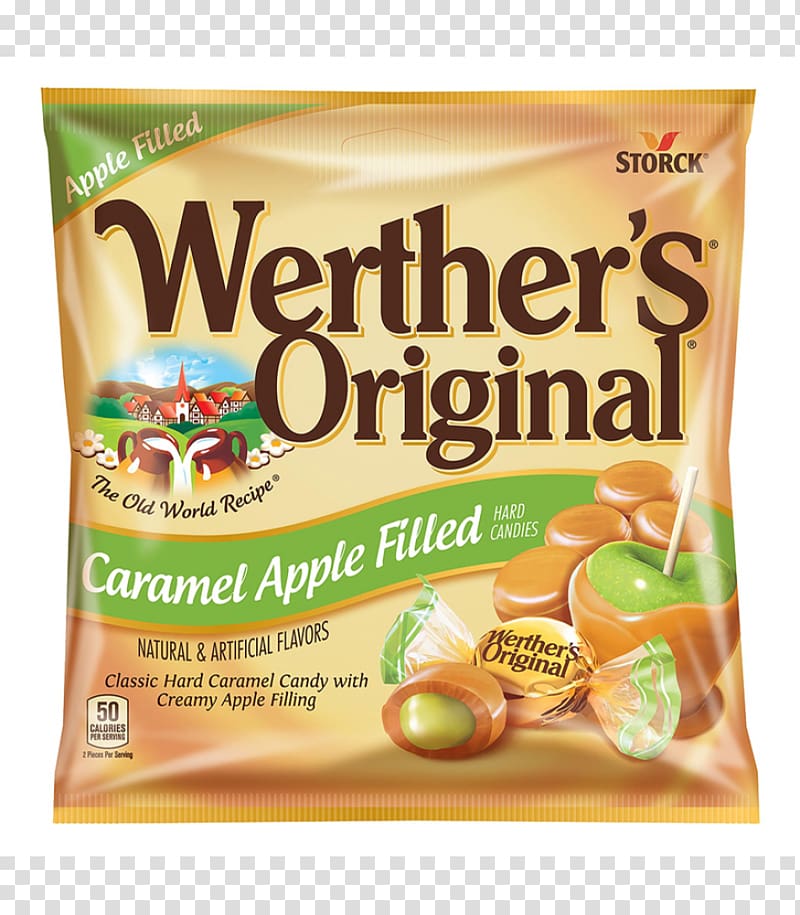Cream Werther's Original Caramel apple, candy transparent background PNG clipart