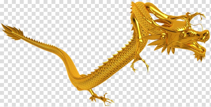 Chinese dragon Yinglong, Flying golden dragon transparent background PNG clipart