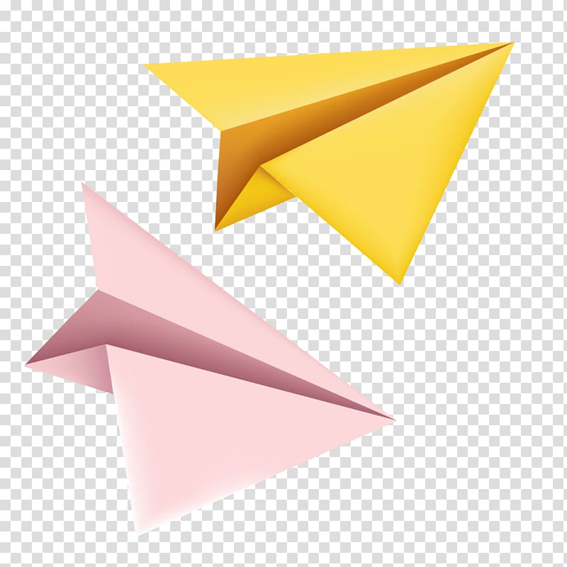 yellow and pink paper plane illustration, Airplane Paper plane Origami, paper airplane transparent background PNG clipart