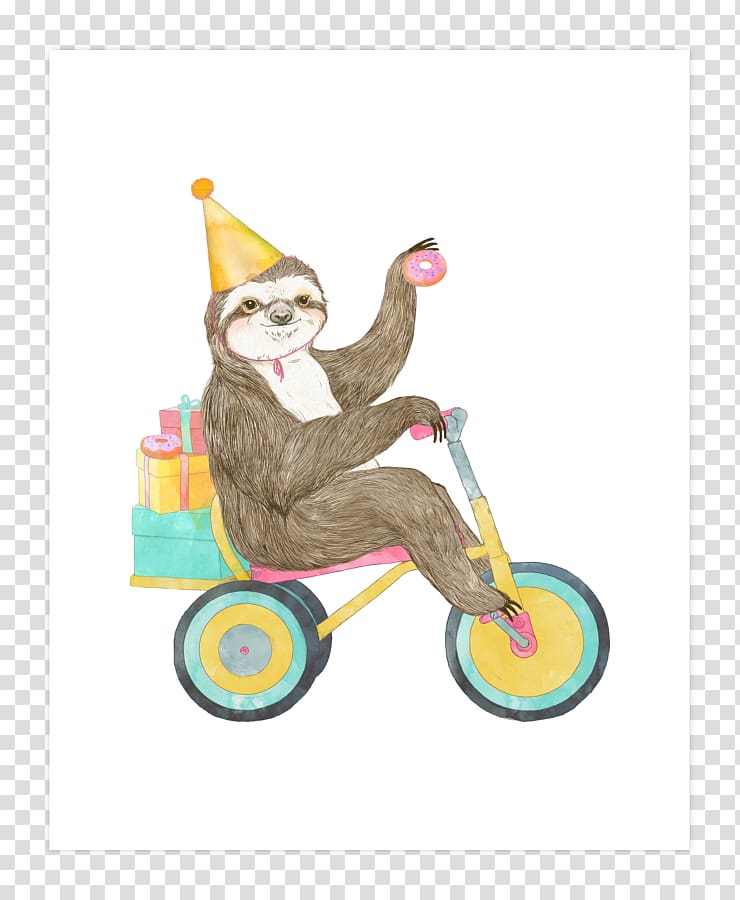 Sloth Birthday Greeting & Note Cards T-shirt, Birthday transparent background PNG clipart