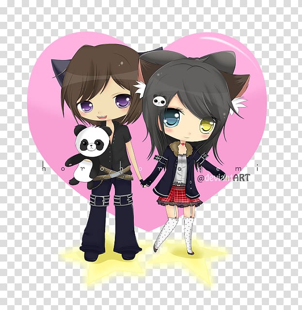 Chibi Drawing Anime, Chibi couple transparent background PNG clipart