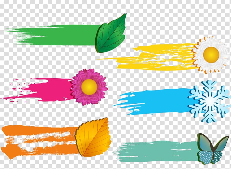six assorted-color flowers, leaves, and animals painting, Nature Icon, Nature Tag transparent background PNG clipart