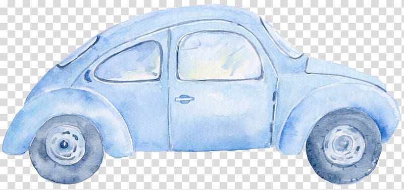 blue Volkswagen Beetle coupe illustration, Car Watercolor painting , Vintage Car transparent background PNG clipart