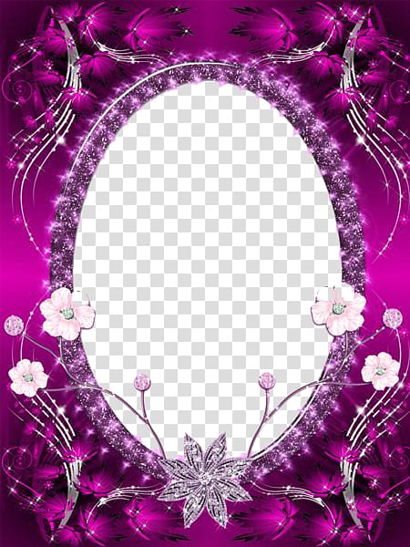 oval purple and pink flower border illustration, frame Pink, Purple Frame transparent background PNG clipart