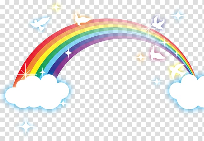 Rainbow , birds flapping on a beautiful ra, others transparent background PNG clipart