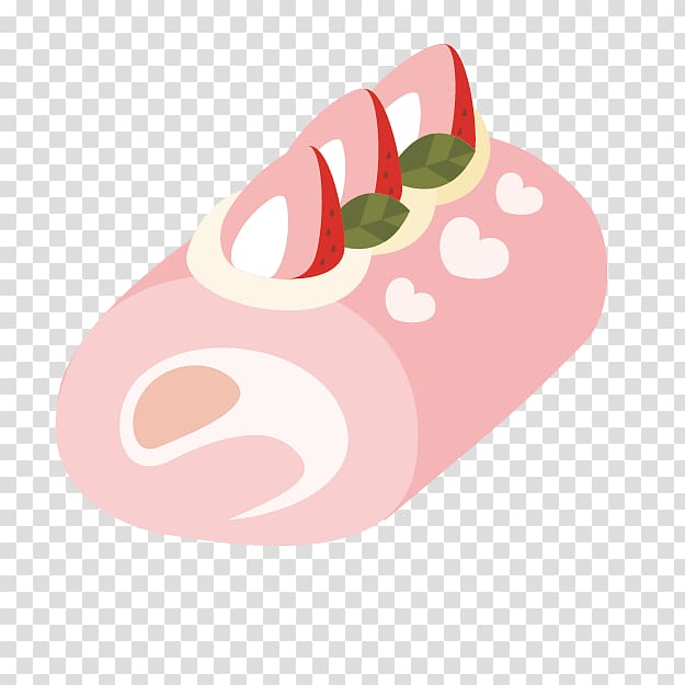 Swiss roll Strawberry cream cake , Strawberry cake roll transparent background PNG clipart