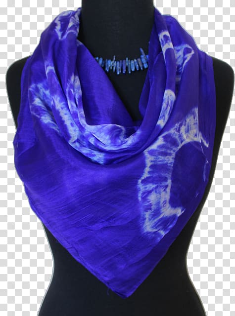 Cobalt blue Scarf Neck Silk, tie die transparent background PNG clipart