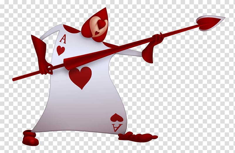 ace of heart holding red spear graphic art, Alice\'s Adventures in Wonderland Queen of Hearts Playing card, alice in wonderland transparent background PNG clipart