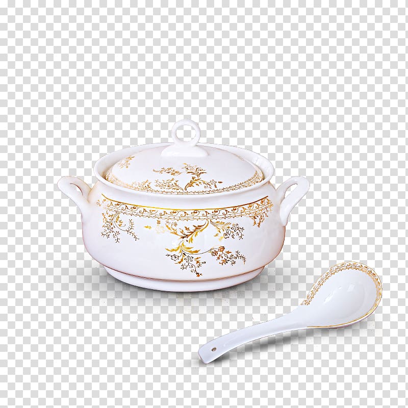 Tureen Porcelain Ceramic Soup, Spoon and pot transparent background PNG clipart