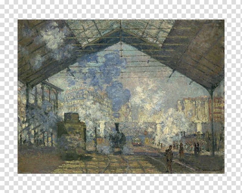 La gare Saint-Lazare 圣拉扎尔车站 Saint-Lazare Station Pont de l\'Europe, gare Saint-Lazare, painting transparent background PNG clipart