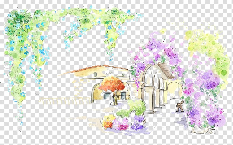 Drawing Art Watercolor painting , Purple hall material transparent background PNG clipart