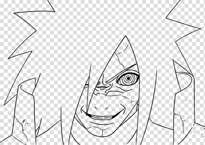 Line art Madara Uchiha Obito Uchiha Drawing Clan Uchiha, naruto transparent background PNG clipart