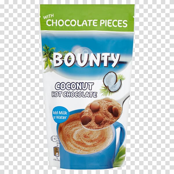 Bounty Hot chocolate Chocolate bar Milky Way, Coconut Pieces transparent background PNG clipart
