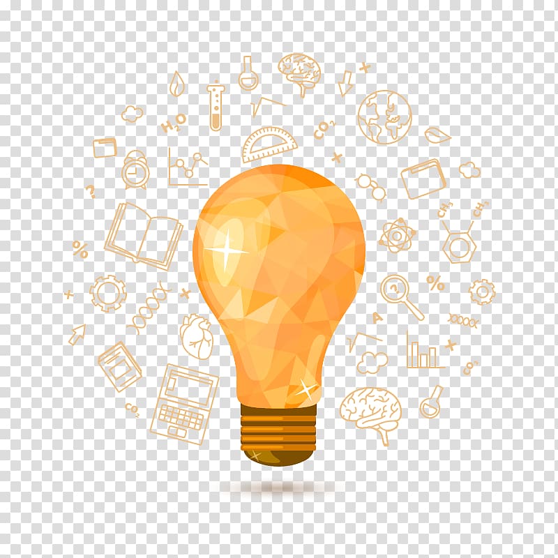 Light Icon, Orange simple light bulb decoration pattern transparent background PNG clipart