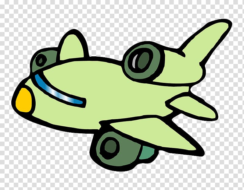 Airplane Cartoon Drawing, Green cartoon airplane transparent background PNG clipart