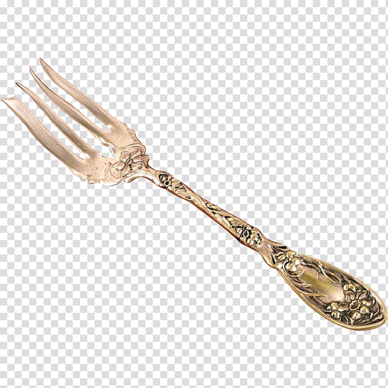 Art Nouveau Fork Antique Household silver, fork transparent background PNG clipart