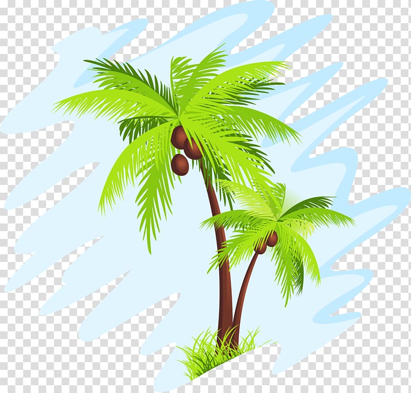 coconut tree illustration, Coconut Arecaceae Tree , blue palm transparent background PNG clipart
