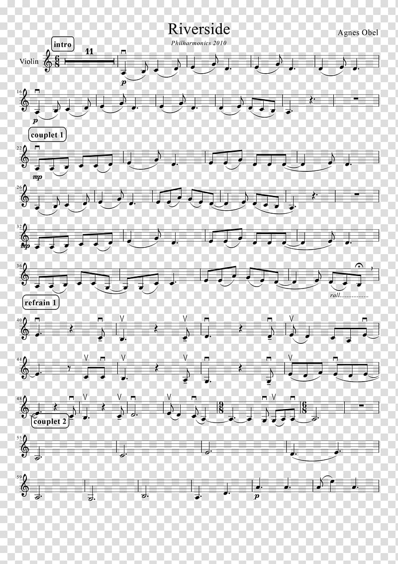 Riverside Sheet Music Chord Violin, sheet music transparent background PNG clipart