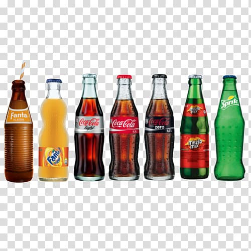 Several soda bottles, Fizzy Drinks Coca-Cola Sprite Fanta Diet Coke, fanta  transparent background PNG clipart | HiClipart