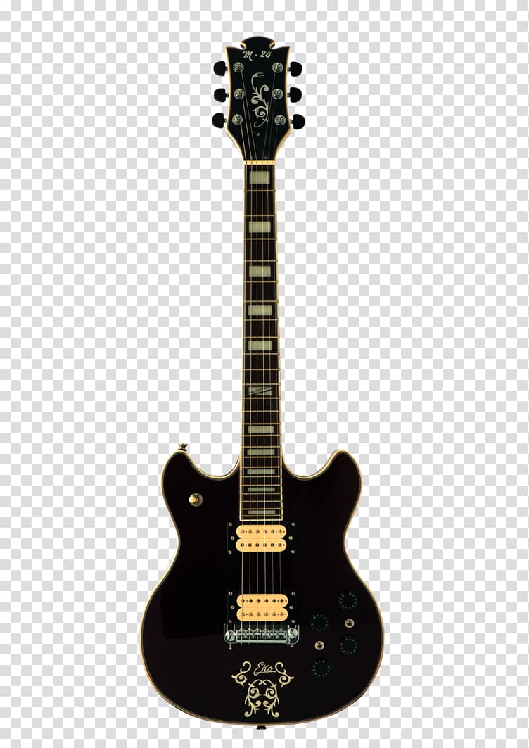 Electric guitar ESP LTD PS-1 Gibson Les Paul, Black guitar transparent background PNG clipart