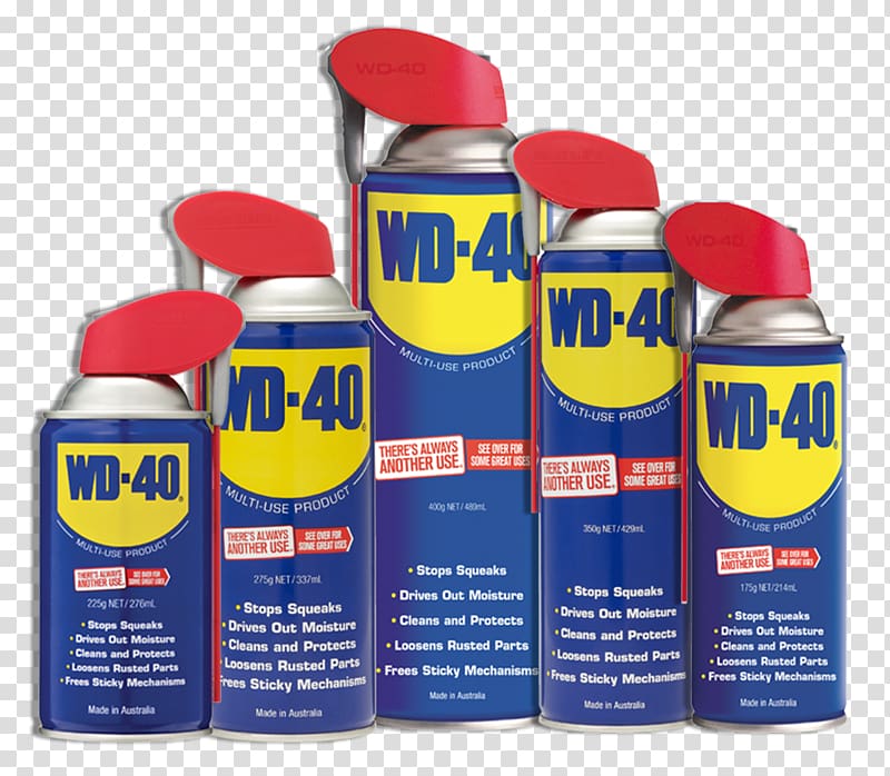 WD-40 Lubricant Aerosol spray Penetrating oil, multi use transparent background PNG clipart