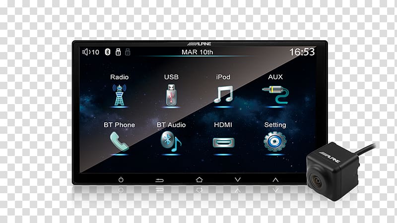 Touchscreen Head unit Alpine Electronics Vehicle audio USB, stereo glass transparent background PNG clipart