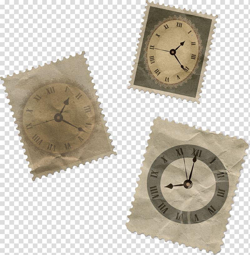 Paper Postage stamp Scrapbooking , Multi retro stamp sticker clock transparent background PNG clipart