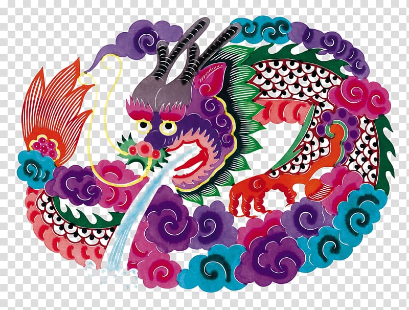 Budaya Tionghoa Papercutting Chinese paper cutting Chinese dragon, Chinese style traditional paper-cut pattern sprinkler dragon transparent background PNG clipart