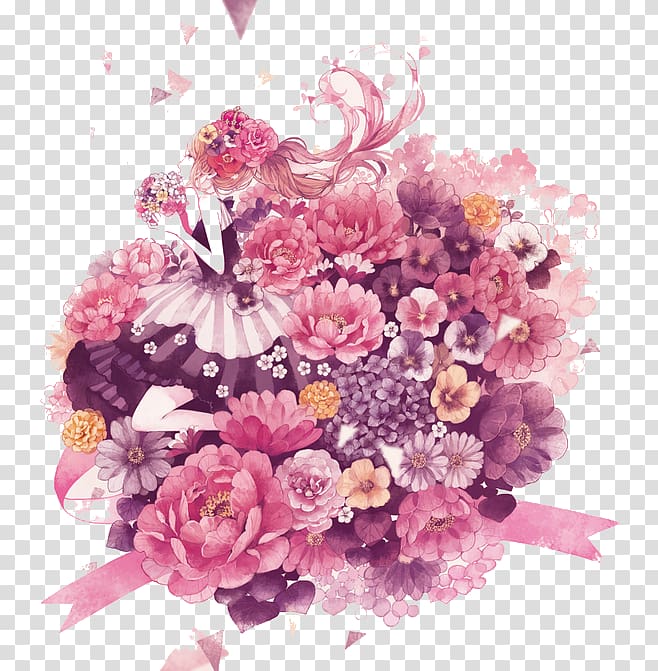 Comiket Album Song Anime Singer, A flower fairy surrounded by flowers transparent background PNG clipart