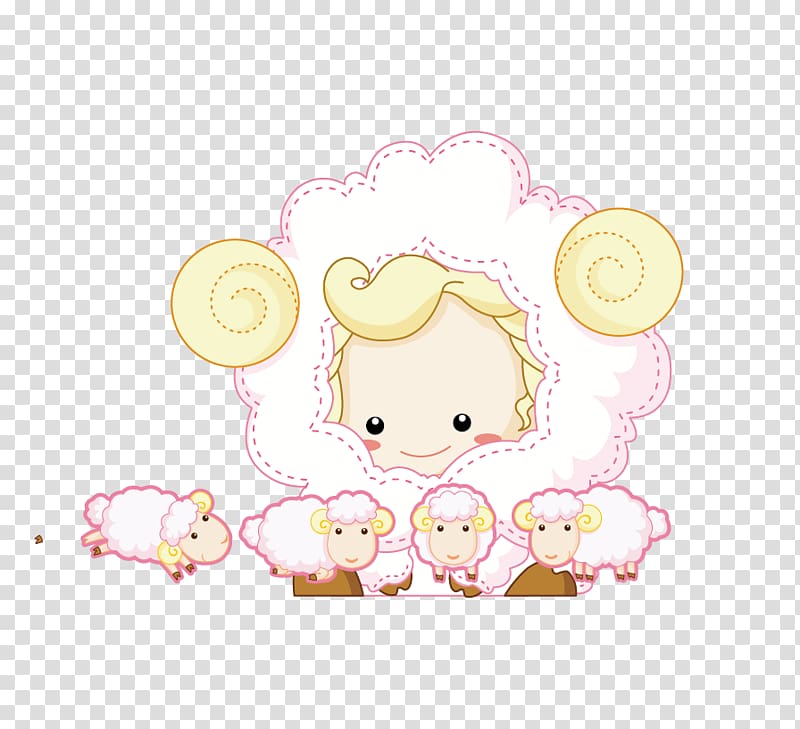 Sheep Chinese zodiac Q-version Ovejita Illustration, hand-painted sheep transparent background PNG clipart