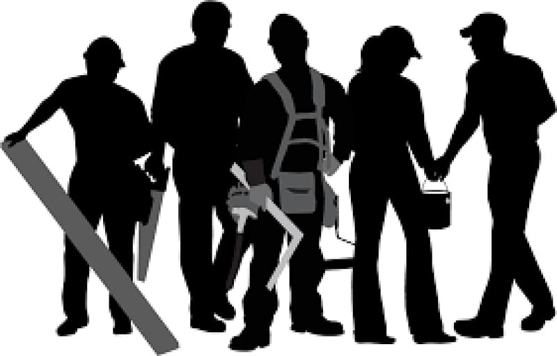 construction workers illustration, Construction worker Silhouette Laborer , Construction worker transparent background PNG clipart