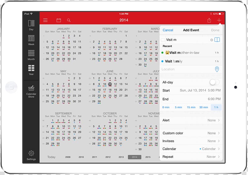 Calendar iOS 8 iPad App Store, ipad transparent background PNG clipart