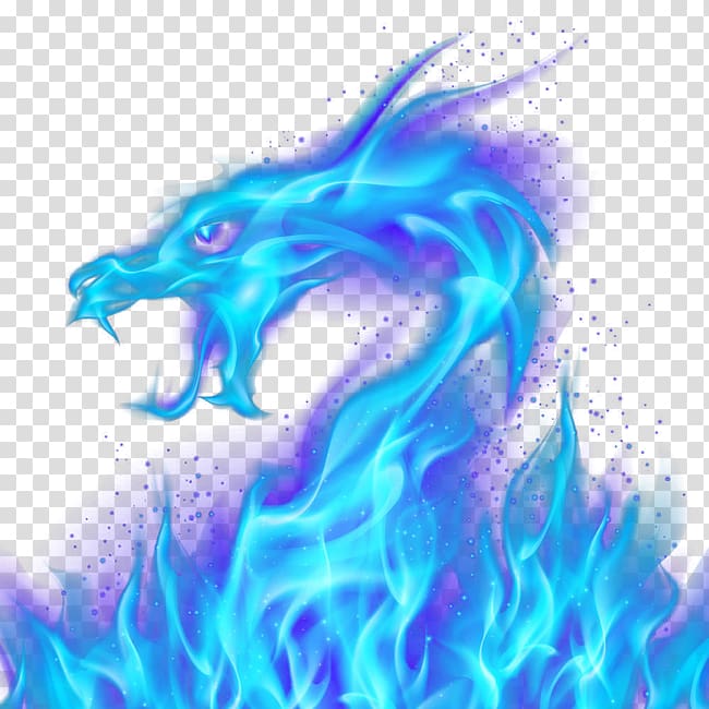 blue flame dragon illustration, Light Fire Dragon, Dragon transparent background PNG clipart