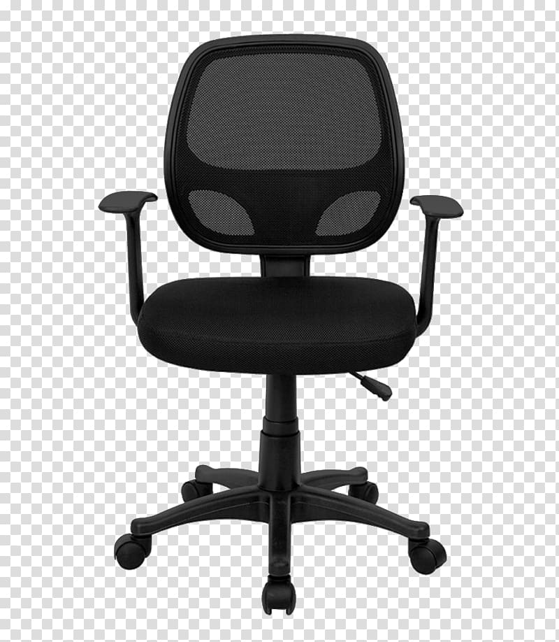 black fabric padded rolling armchair, Office chair Computer Swivel chair Furniture, Office Chair transparent background PNG clipart