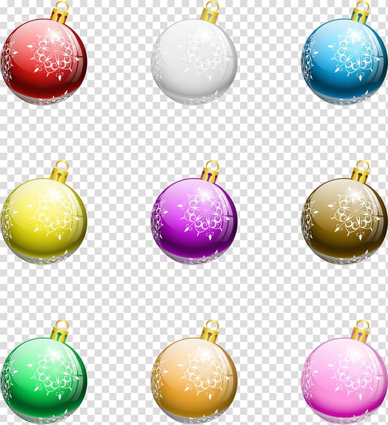 Christmas ornament New Year , round colored balls transparent background PNG clipart