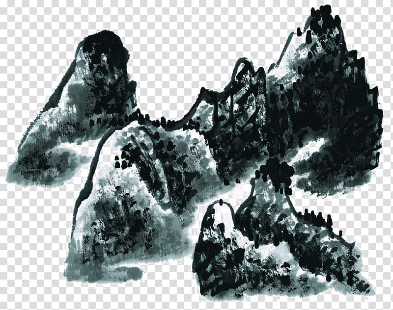 Ink wash painting Rock, Rocks transparent background PNG clipart