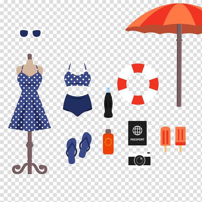 Beach Summer Seaside resort, 11 models beach vacation essentials material transparent background PNG clipart