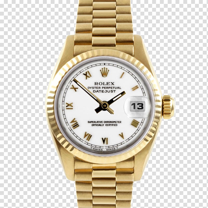 round white face gold-colored Rolex Date Just analog watch with link band, Rolex Datejust Rolex Submariner Watch Colored gold, Rolex Watch File transparent background PNG clipart