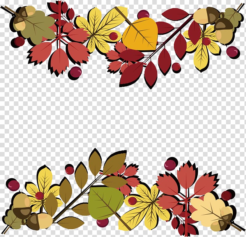 Floral design Red Maple leaf, Red maple leaf decoration title box transparent background PNG clipart