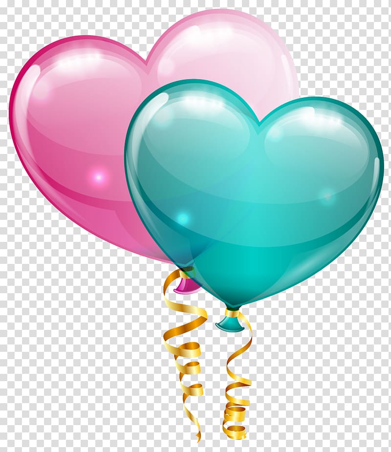 Balloon , Pink and Blue Heart Balloons , blue and pink heart balloons illustration transparent background PNG clipart