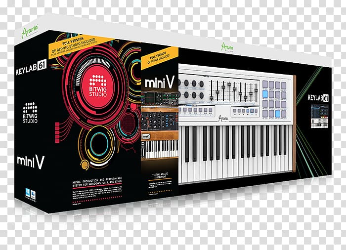 Computer keyboard Arturia MiniLab 61 MIDI keyboard Sound Synthesizers, musical instruments transparent background PNG clipart