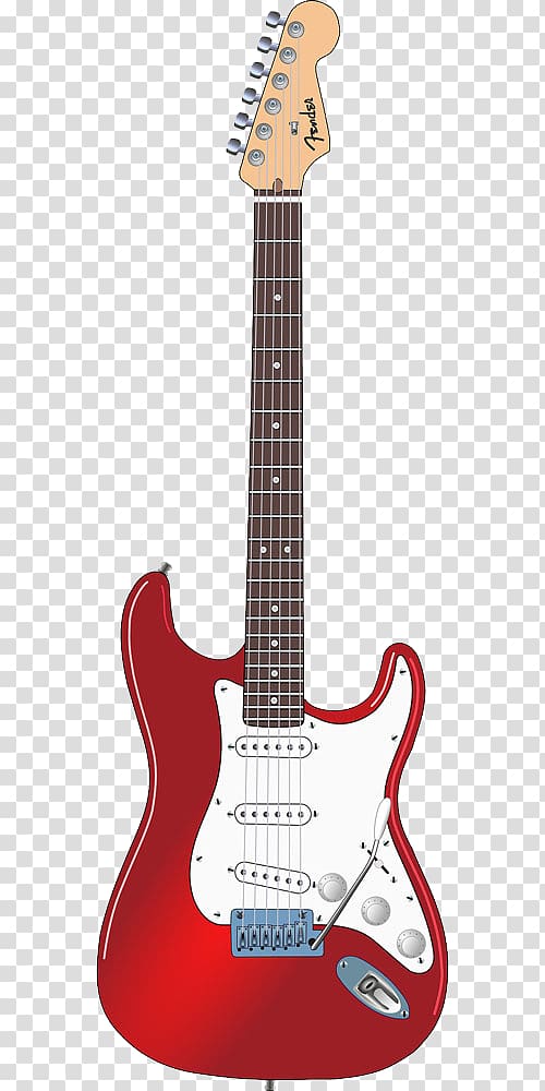 red Fender Stratocaster guitar, Fender Stratocaster Fender Bullet Gibson Les Paul Guitar The STRAT, Red electric guitar transparent background PNG clipart