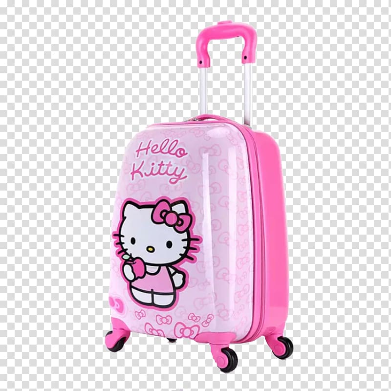 Hello Kitty Suitcase Cat, Pink Hello Kitty suitcase transparent background PNG clipart