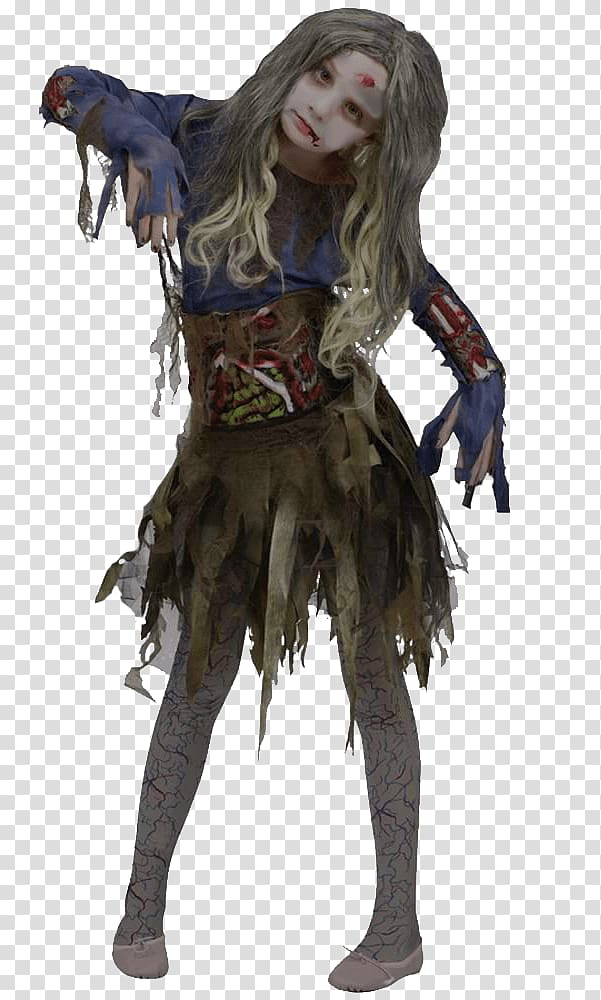 Halloween costume Zombie Girl Woman, zombie transparent background PNG clipart