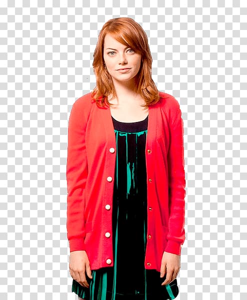 woman in red jacket, Emma Stone Casual Dress transparent background PNG clipart